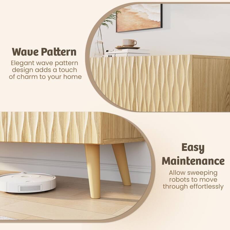 EROMMY 58" Accent Storage Cabinet with Adjustable Shelves, Sideboard Buffet with Doors for Living Room