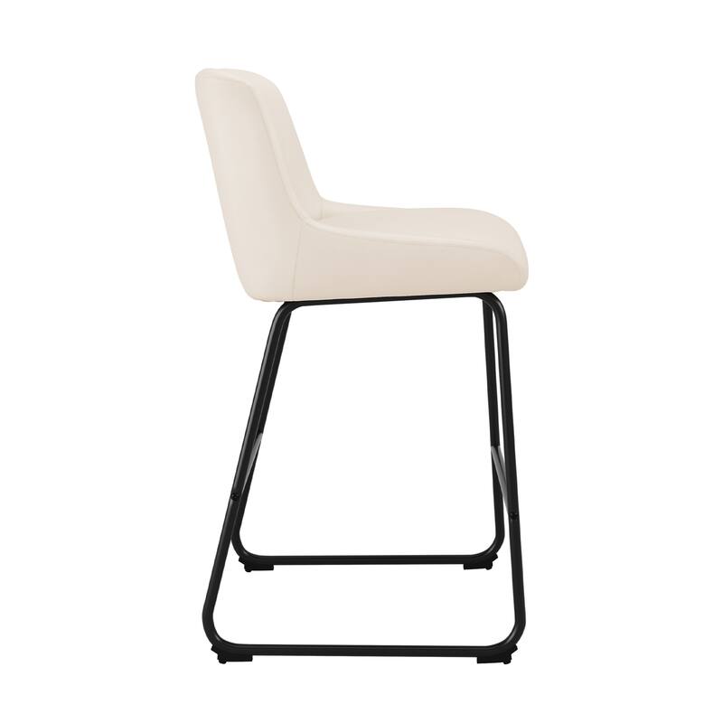 Counter Height Bar Stools with Metal Frame Upholstered Kitchen Island Stool in Faux Leather or Fabric