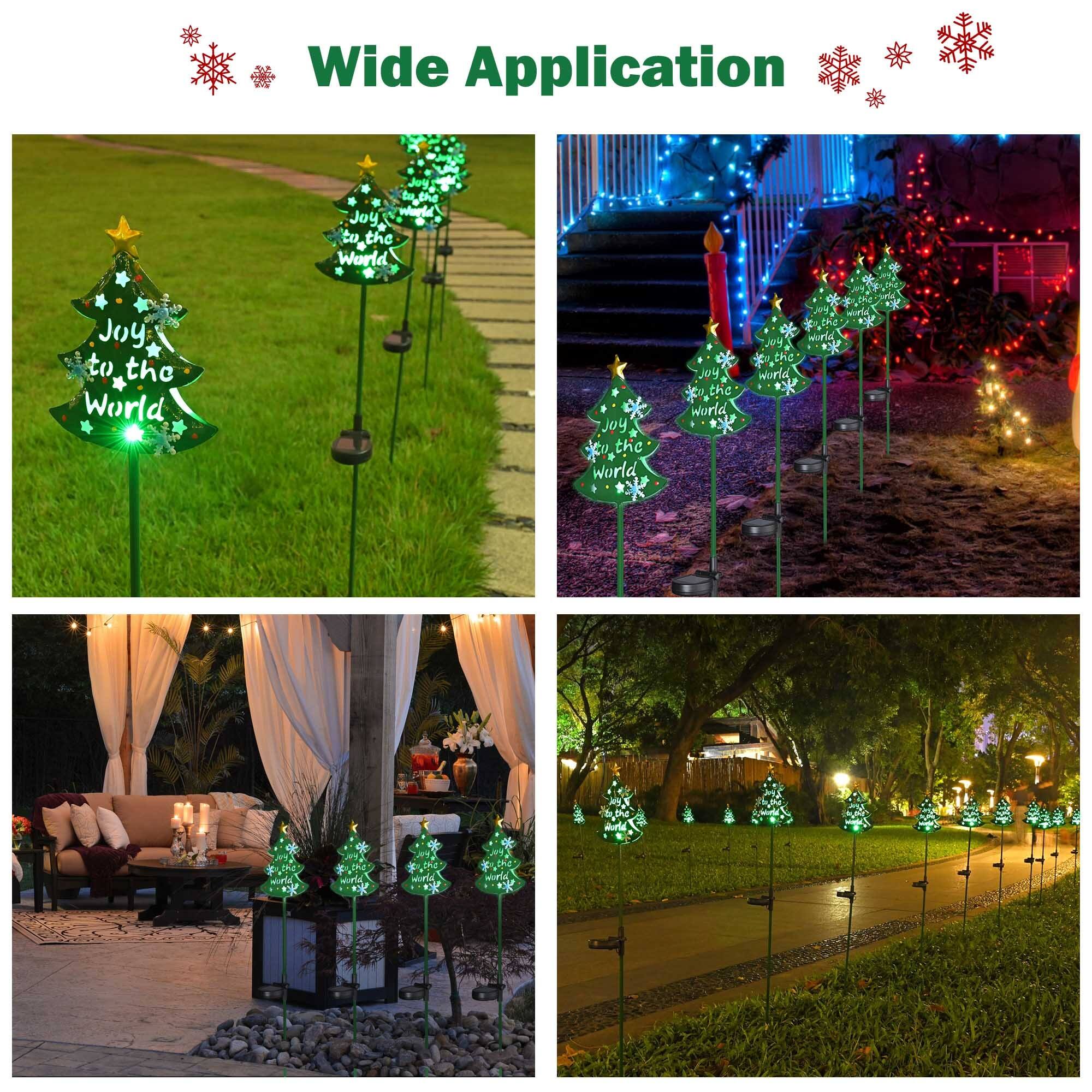 Solar Christmas Tree Stake Lights Solar Pathway Light for Garden Yard Lawn 2Pcs Onesize Bed