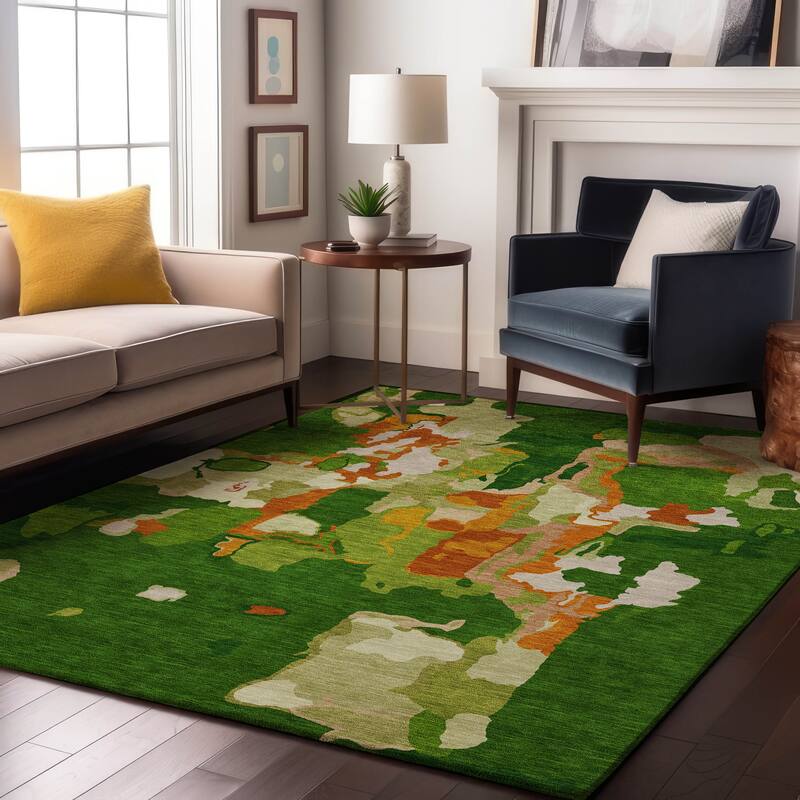 Premium Washable Super Soft Modern Abstract Mayfield Rug - Green - 8' x 10'