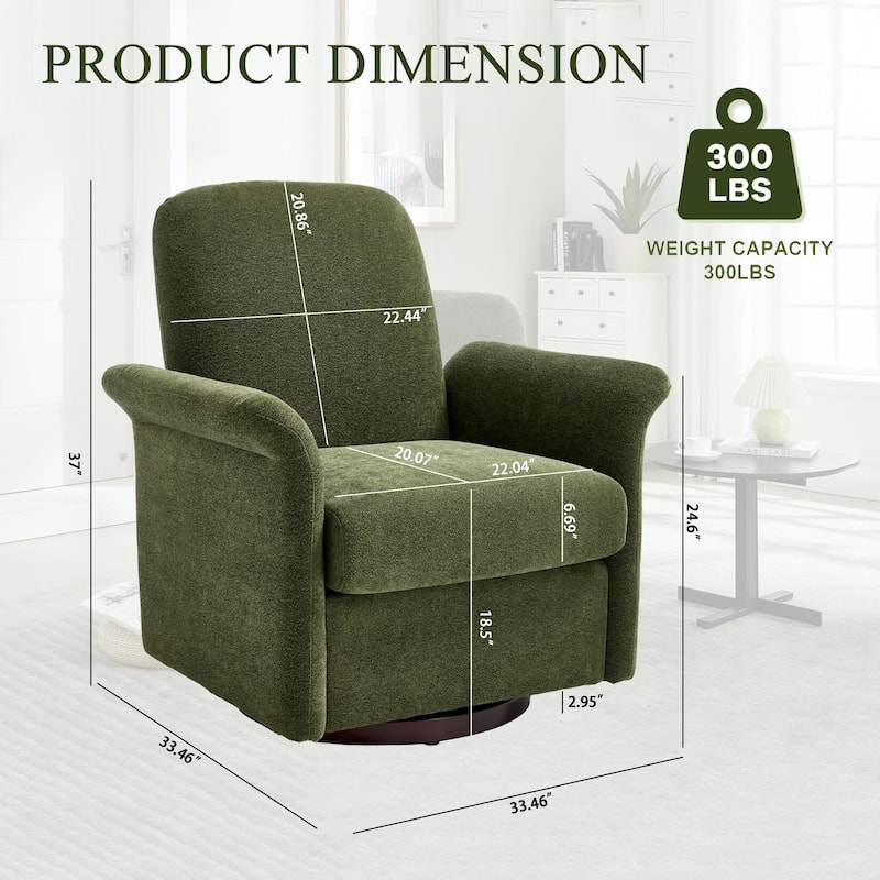 Swivel Accent Chair for Living Room, Modern Upholstered Armchair with Wood Base, Flared Arms for Bedroom Reading Waiting