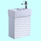 preview thumbnail 6 of 7, 17.75" Ripple White Wall Mount Bathroom Vanity with Sink, Chrome Faucet, Pop-Up Drain and Overflow