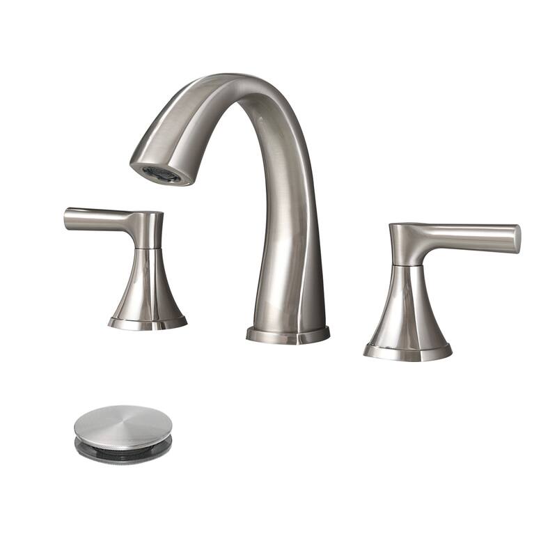Topcraft Two Handle Bathroom Sink Faucet with Pop-Up Drainer - Brushed Nickel