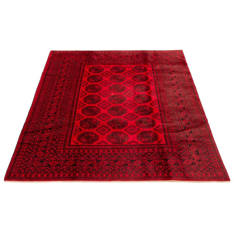 ECARPETGALLERY Hand-knotted Akhjah Red Wool Rug - 6'8 x 8'8