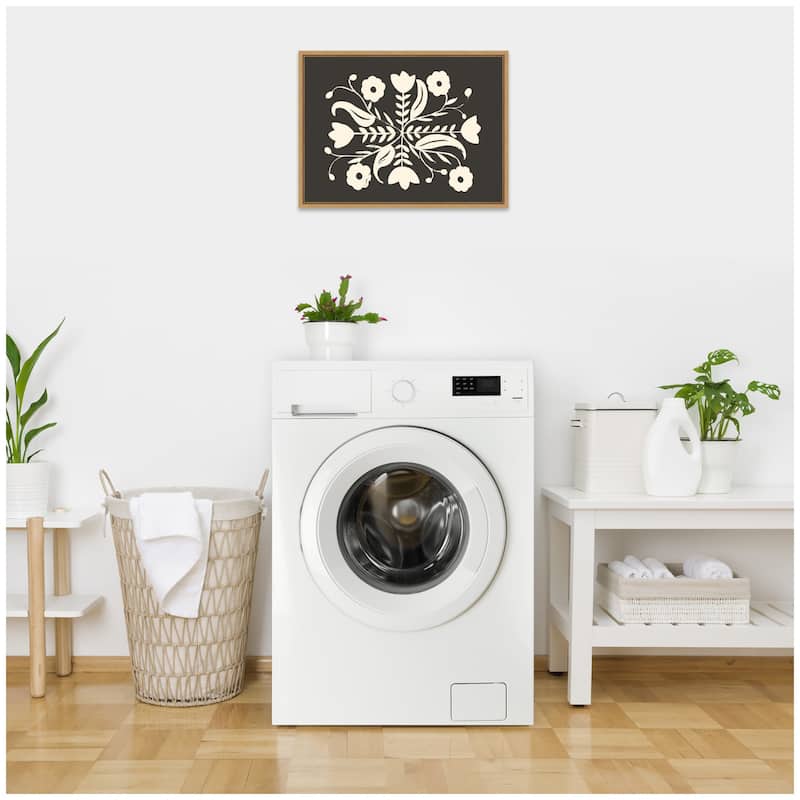 Kate and Laurel Aurelia Black Cream 012 by Vicky Yorke Framed Canvas Wall Art Print