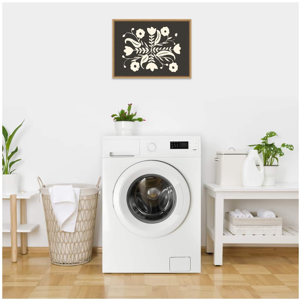 Kate and Laurel Aurelia Black Cream 012 by Vicky Yorke Framed Canvas Wall Art Print