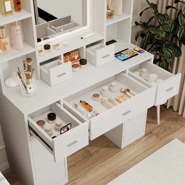 Newly designed smart mirror dressing table with drawers and storage cabinet, dressing table with dressing pad - Bed Bath & Beyond - 40278109