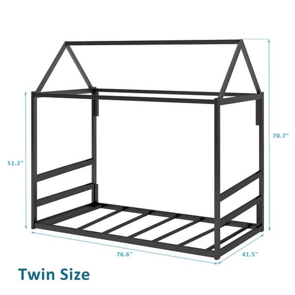 Kids House Bed Playhouse Metal Bed Frame for fun children's bedroom, Twin Size, Easy Assembly🛍️🛒