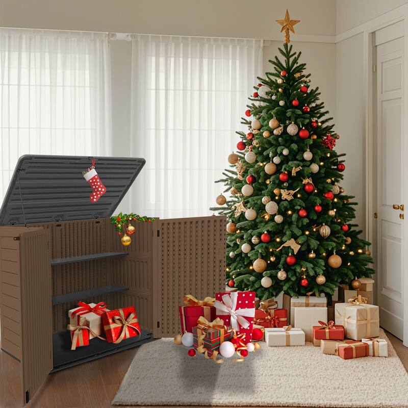 45-880 Gal. Outdoor Resin Deck Box Storage Shed for Garden,Patios,Backyards,Tools