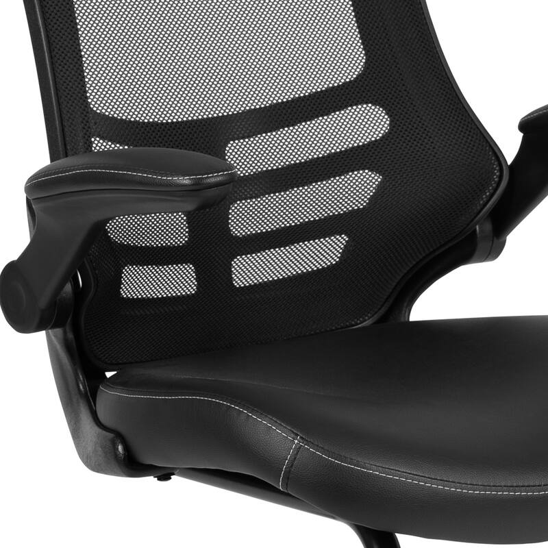 Mesh Sled Base Side Reception Chair with Flip-Up Arms