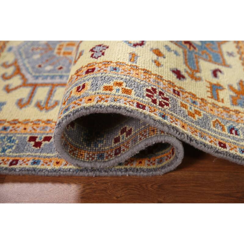 Geometric Kazak Accent Rug Hand-Knotted Wool Carpet - 3'0"x 5'0"