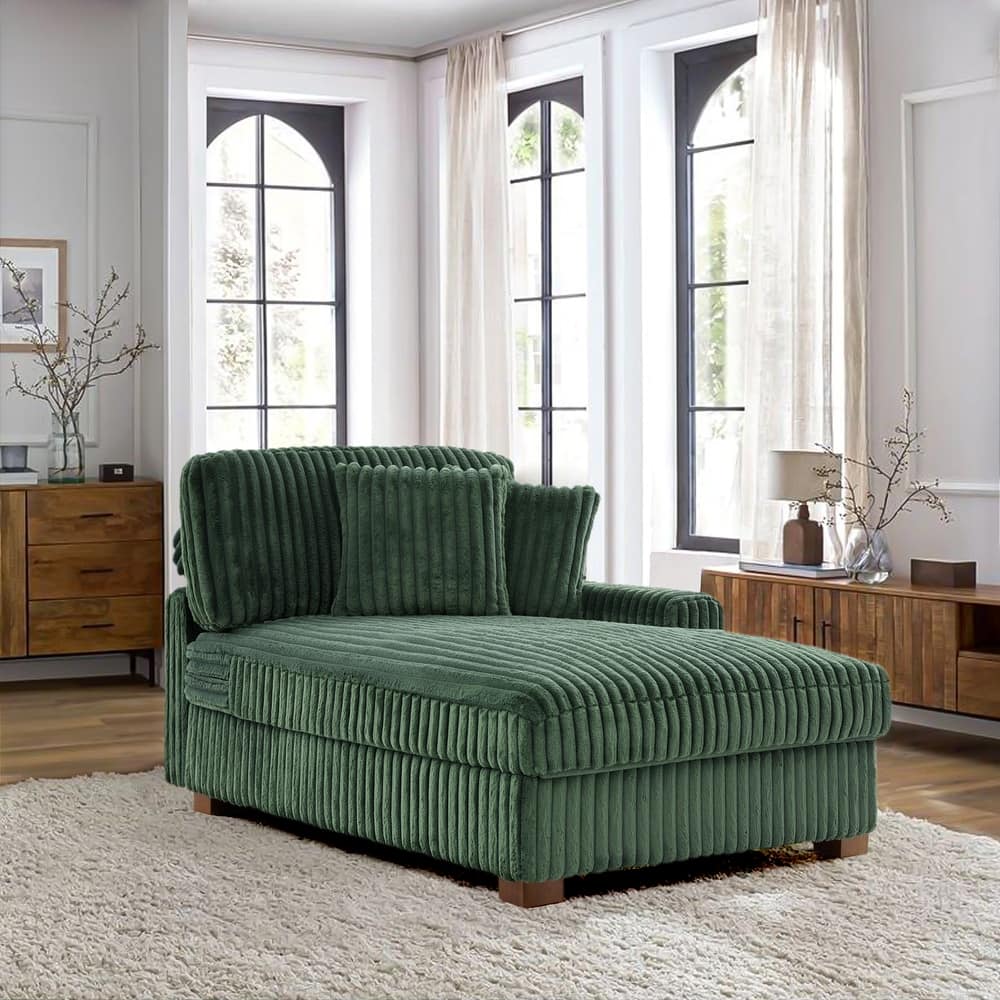 Plush Corduroy Chaise Armchair Modular Lounge Sectional Corner Sofa