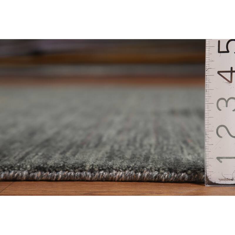 Hand Knotted Oriental 100% Wool Carpet Tribal Stripe Greys & Charcoal Gabbeh Area Rug - 6' 9'' X 6' 7''