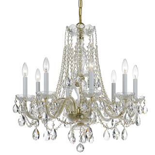 Traditional Crystal 8 Light Spectra Crystal Brass Chandelier - 26'' W x 26'' H