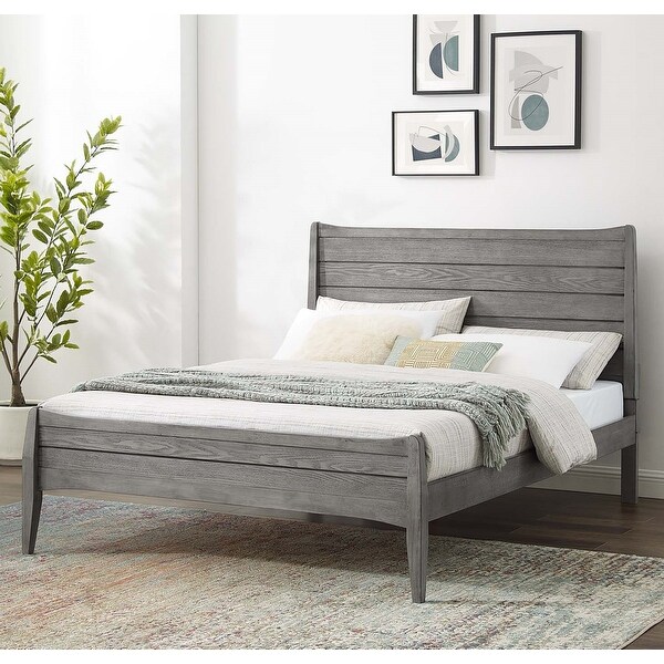 Knoxville Rustic Grey Solid Wooden Full Size Platform Bed Overstock