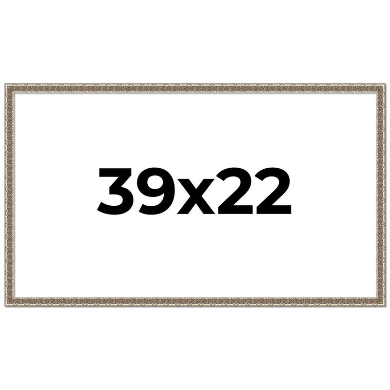 39x22 Frame Silver Versailles Ornate Solid Wood Picture Frame | 1 Inch