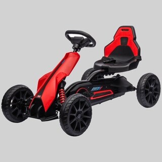 Pedal Powered Go Kart for Kids, Adjustable Seat, EVA Non-Slip Wheels, Handbrake, Swing Axle, for 3-8 Year Olds