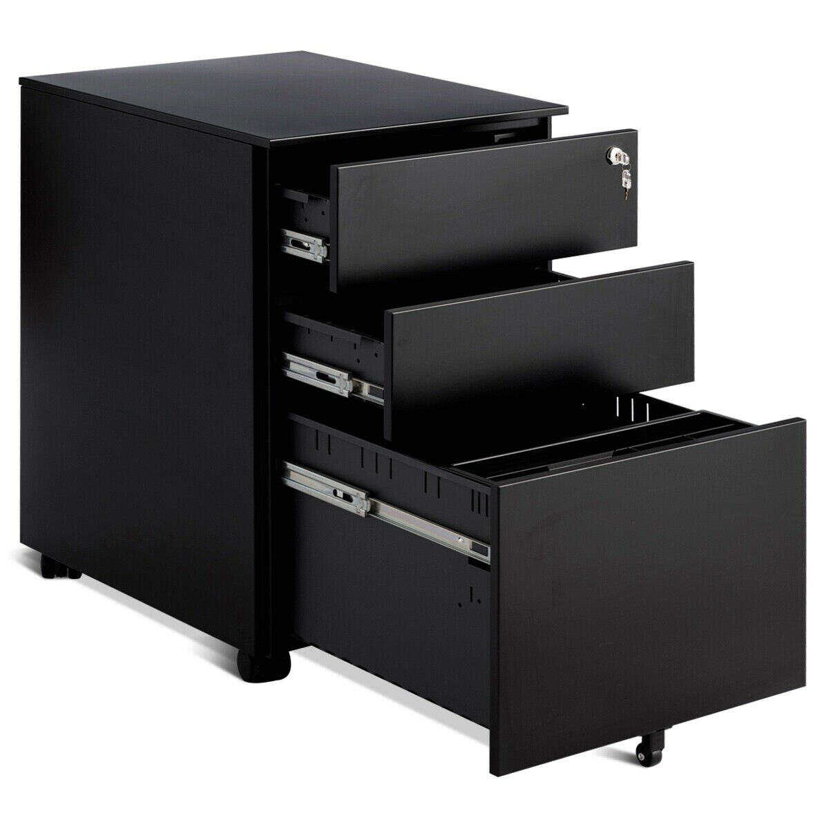 Shop Costway 3 Drawer Filing Cabinet Locking Pedestal Under Desk
