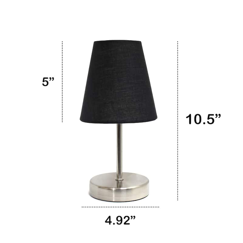 10.5" Petite Metal Stick Lamp in Sw Nickel w Fabric Shade