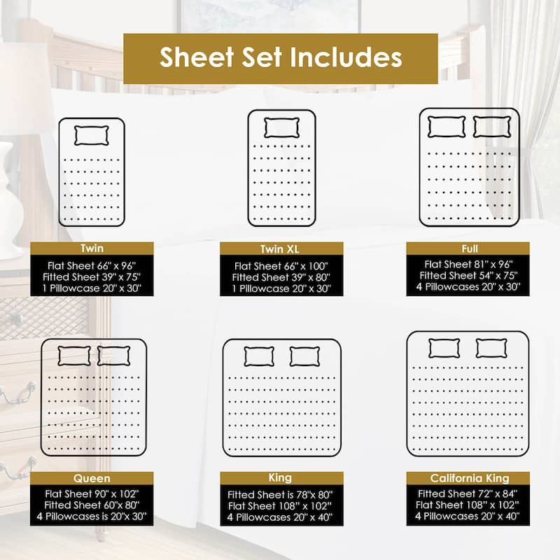 Superior Thread Count 1000TC Cotton Blend 6 Piece Sheet Set