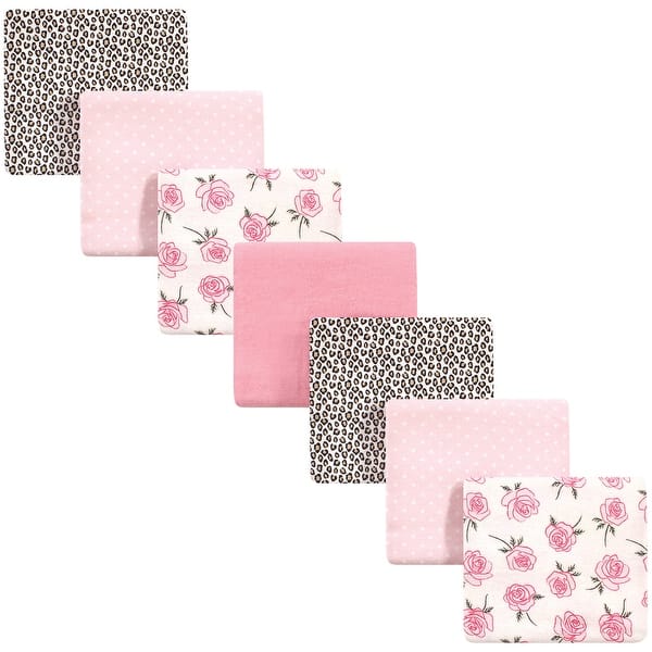 slide 1 of 1, Little Treasure Baby Girl Cotton Flannel Receiving Blankets, Rose Leopard 7-Pack, One Size - Rose Leopard 7-Pack - One Size One Size - Rose Leopard 7-Pack