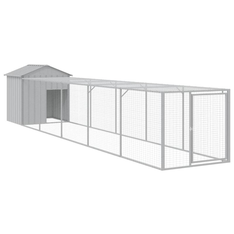 vidaXL Chicken Cage with Run Light Gray/Anthracite multisize Galvanized Steel