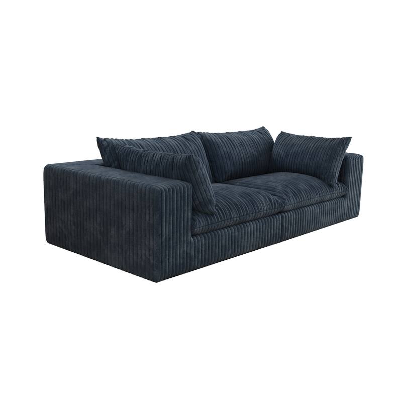 Corduroy Fabric Loveseat with 2 Pillows, Modular Couch with Deep Seat Memory Foam, Comfy Small Cloud Couch for Small Spaces