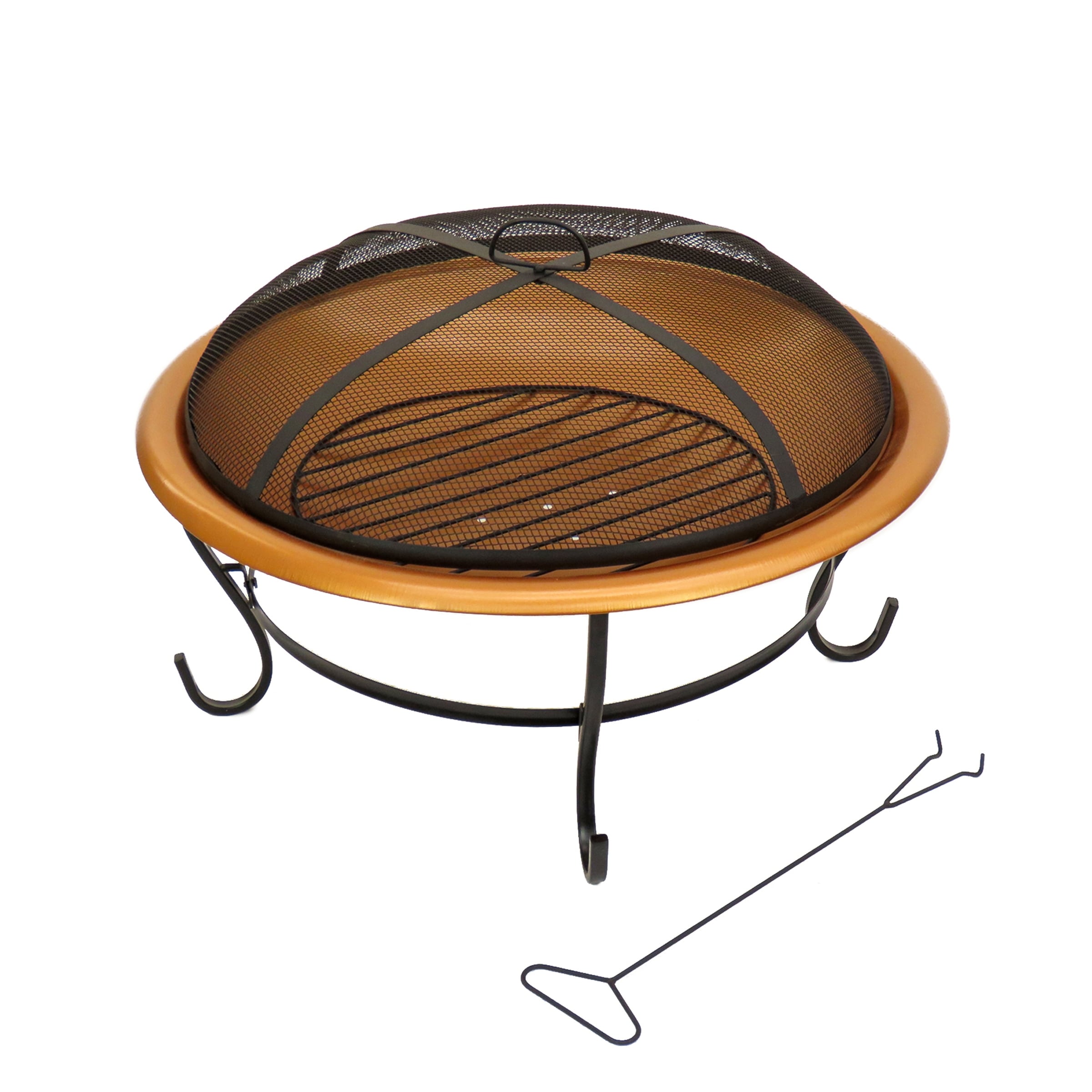 Natioanl Tree Co. 29 inch Copper Fire Pit with Stand and Screen