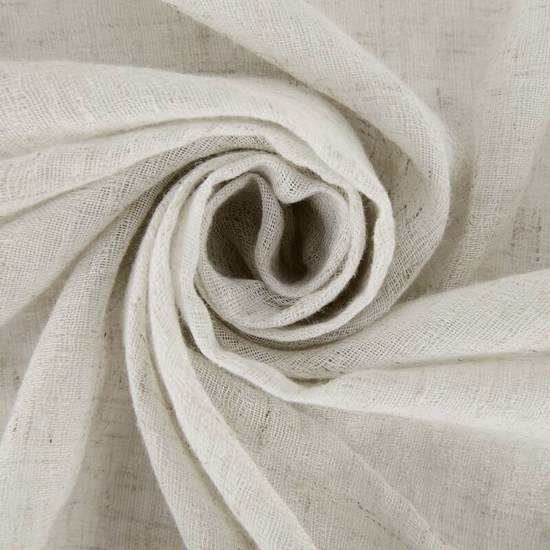 Clean Window Crushed Texture Anti-Dust Sheer Linen Blend Curtain Panel, Single Panel