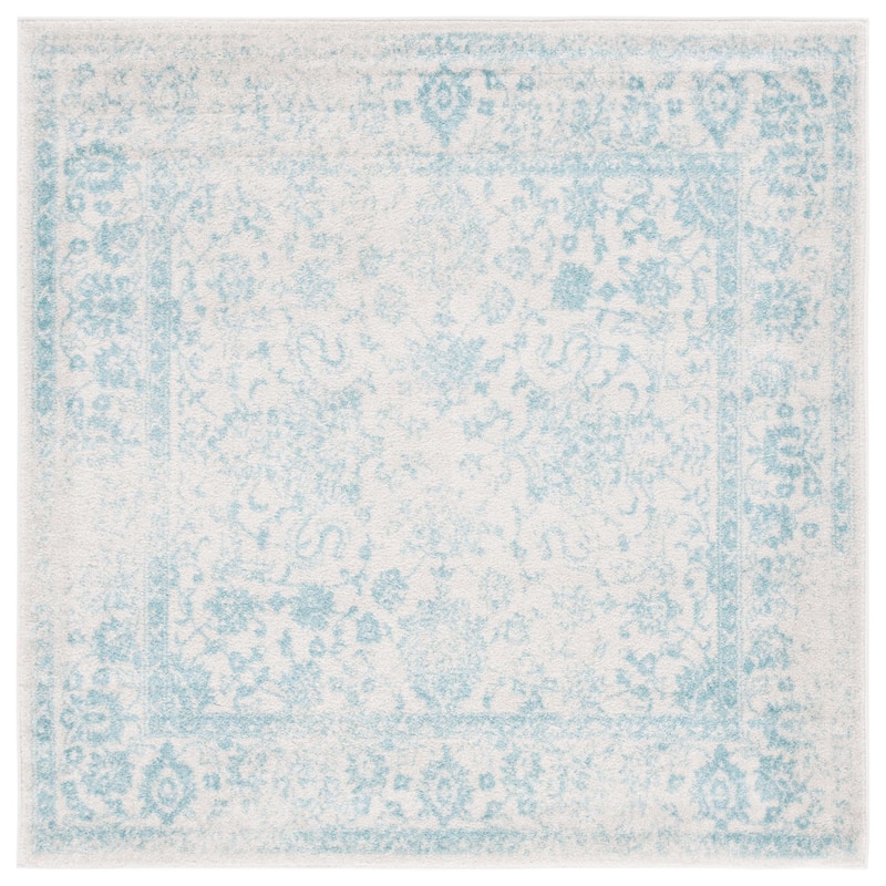 SAFAVIEH Adirondack Dakota Rustic Shabby Chic Distressed Rug - 3' Square - Ivory/Light Blue - Square