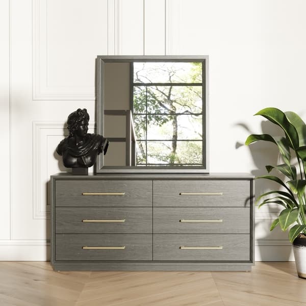Modrest Manhattan Contemporary Grey and Gold Dresser - 6-drawer