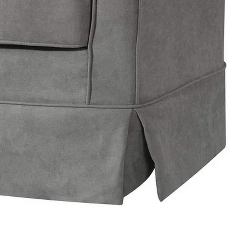 Swivel Accent Chair, Fabric Upholstery, Curved Back, Skirted - 28 Inch - 28" x 28" x 27.5"