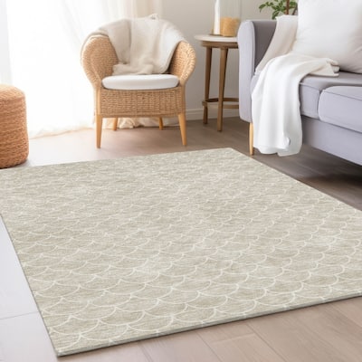 Premium Washable Super Soft Geo Scallops Mayfield Rug