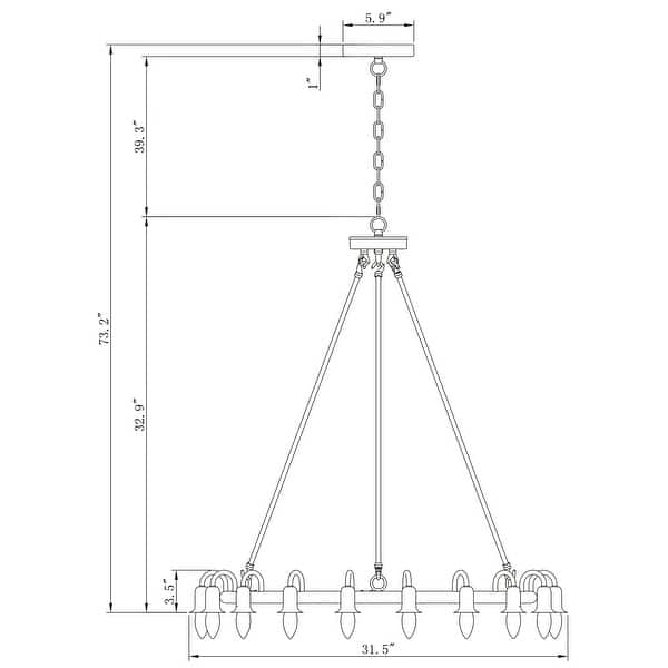 Vater 18-Light Single Tier 32-inch Chandelier with Metal Support Rods