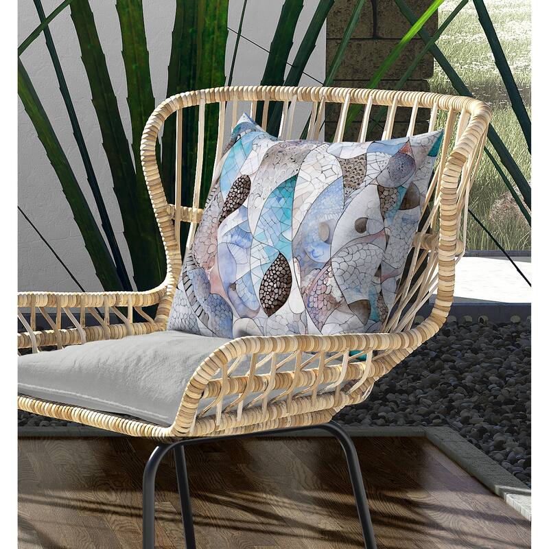 Rock Heaven Indoor/Outdoor Reversible Throw Pillow Blue and Brown