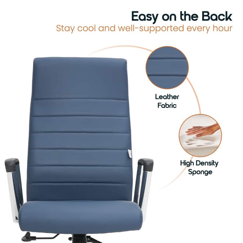 Hilton Modern High Back Ergonomic Leather Office Chair with Adjustable Height, Swivel, and Tilt for Conference or Executive Desk