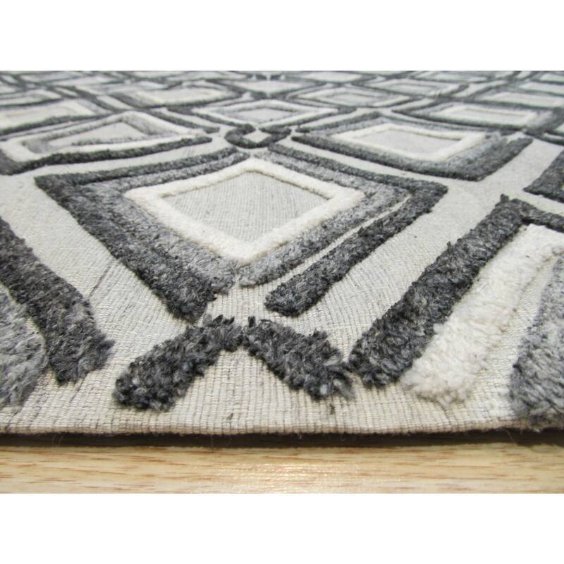 Gray Handmade Wool Contemporary Raga Rug, 5' x 8', Plush Elegant Home Floor Accent - L