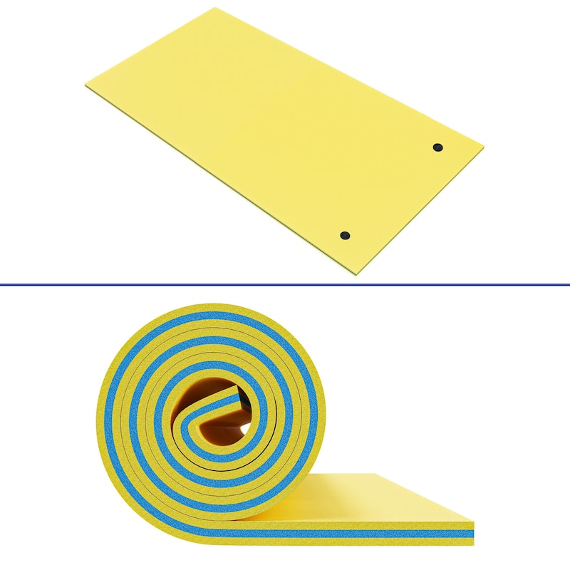 3 Layer Blue Outdoor Floating Water Pad Foam Mat 12'x6'Tear Proof Pool Water Mat XPE Floating Island - 12'x6' - Yellow