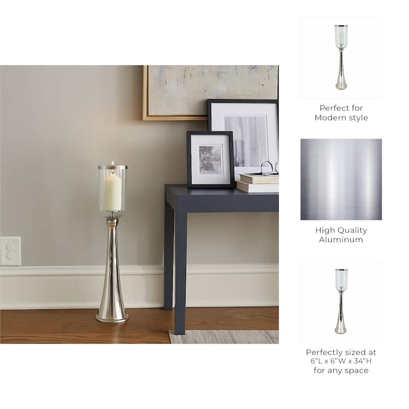 Modern Metal and Glass Floor Candle Stand for Pillar Candles