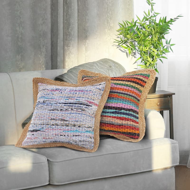 HomeRoots 20" X 20" Tan Pastel Blue And Pastel Yellow 100% Cotton Geometric Zippered Pillow