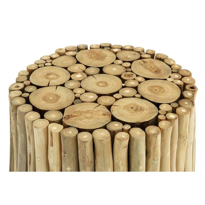 Teak Wood Handmade Accent Table with Stick Cluster Design - Brown - Roche River Decor