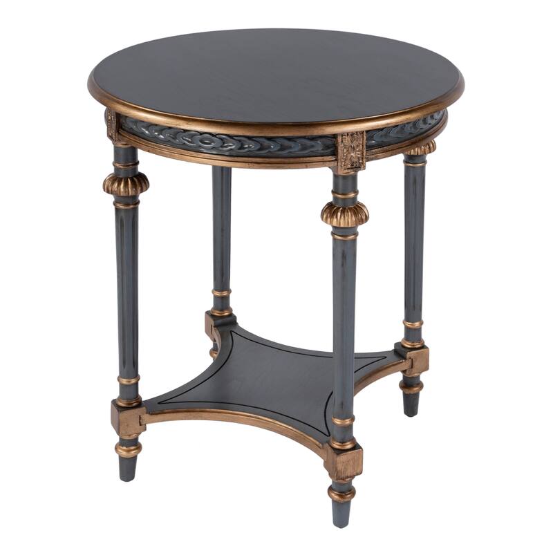 Hellinger 24 in. W Round Wood Tall End Table with Open Shelf