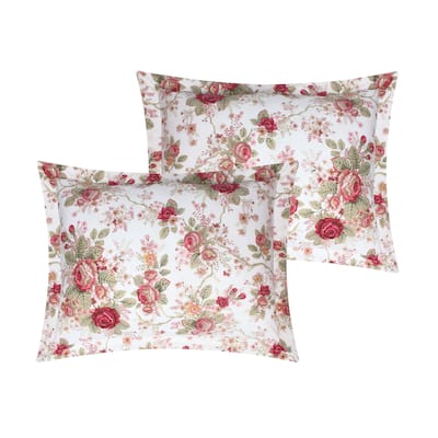 Greenland Home Antique Rose 100% Cotton Modern Floral Duvet Shams - Set of 2