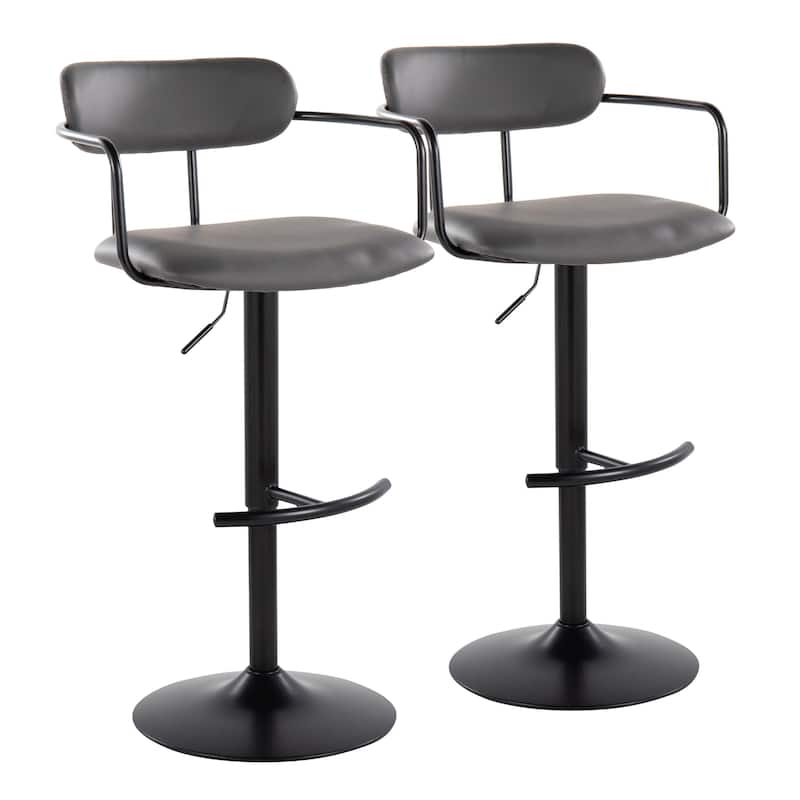Silver Orchid Gregor Adjustable Bar Stool with Rounded T Footrest (Set of 2)