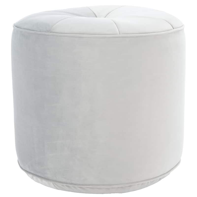 SAFAVIEH Mukades Velvet Cylinder Pouf Ottoman - Light Grey