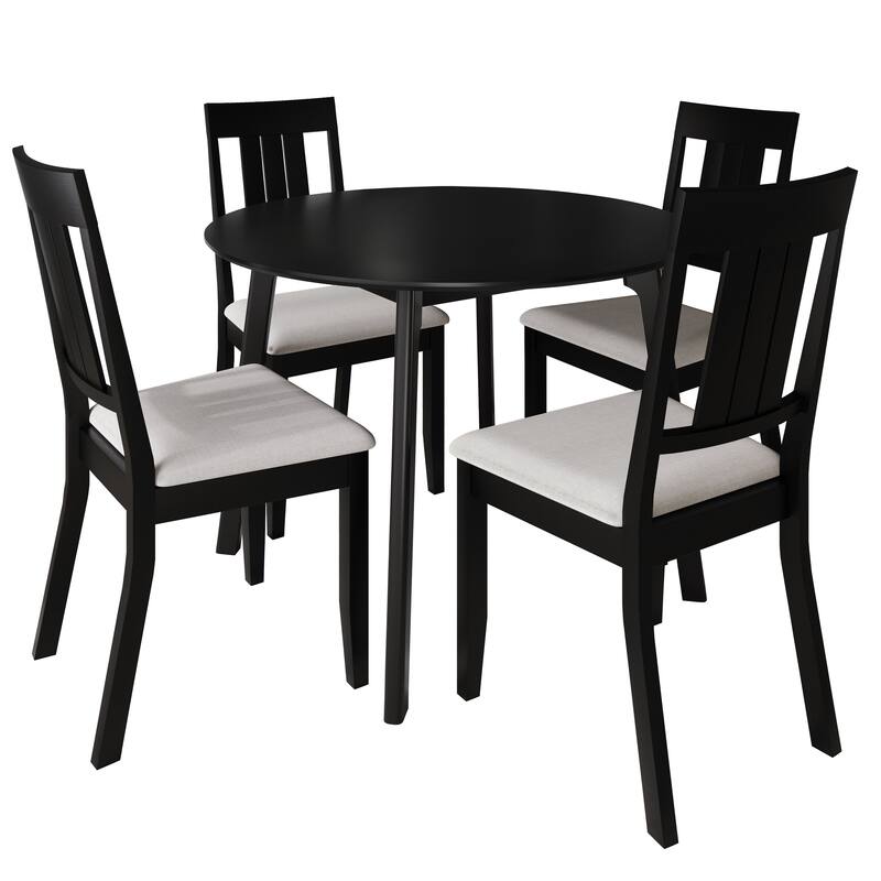 CraftPorch Classic 4-Piece Chair and Round Table Wooden Dining Set