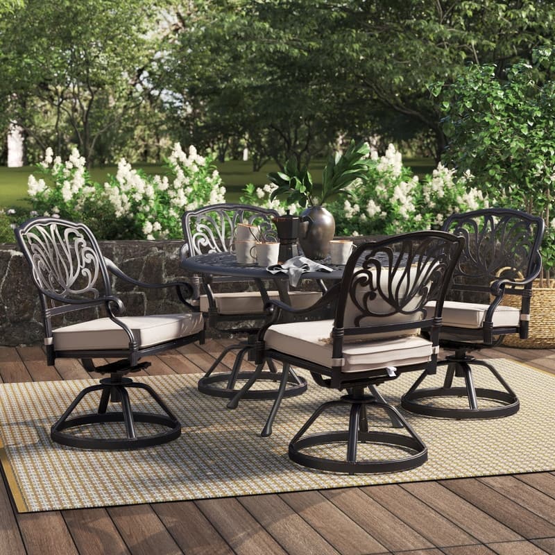 Manasquan 5-piece Gunmetal Aluminum Round Dining Set with Swivel Chairs by Havenside Home