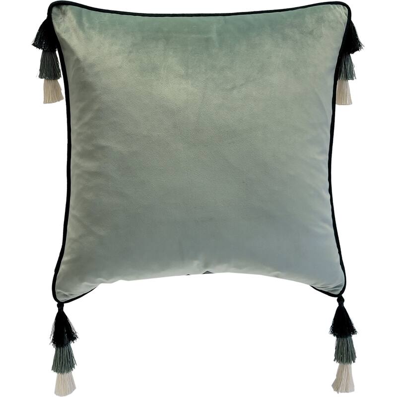 Edie At Home Velvet Reversible Tassel Decorative Pillow 18.5x18.5 - Green