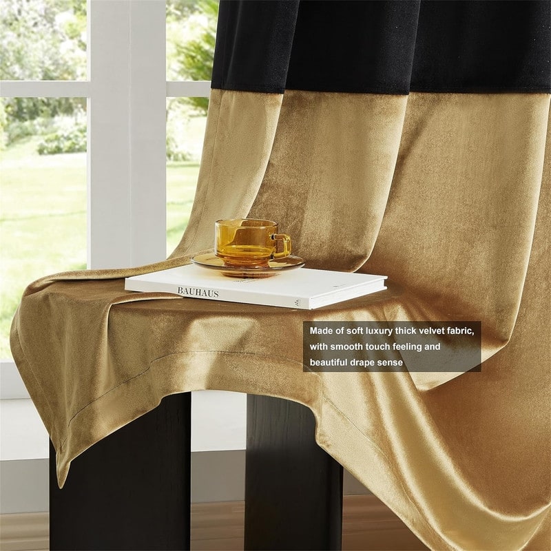 Black Gold Velvet 84" Color Block