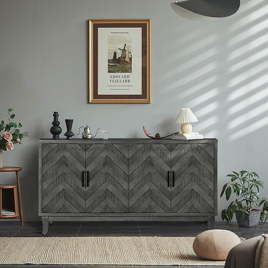 4 Door Wooden Cabinets for Living Room Dining Room Bedroom